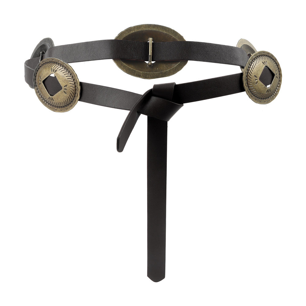 Engraved-Disc Tie Belt – HYP19669 Black