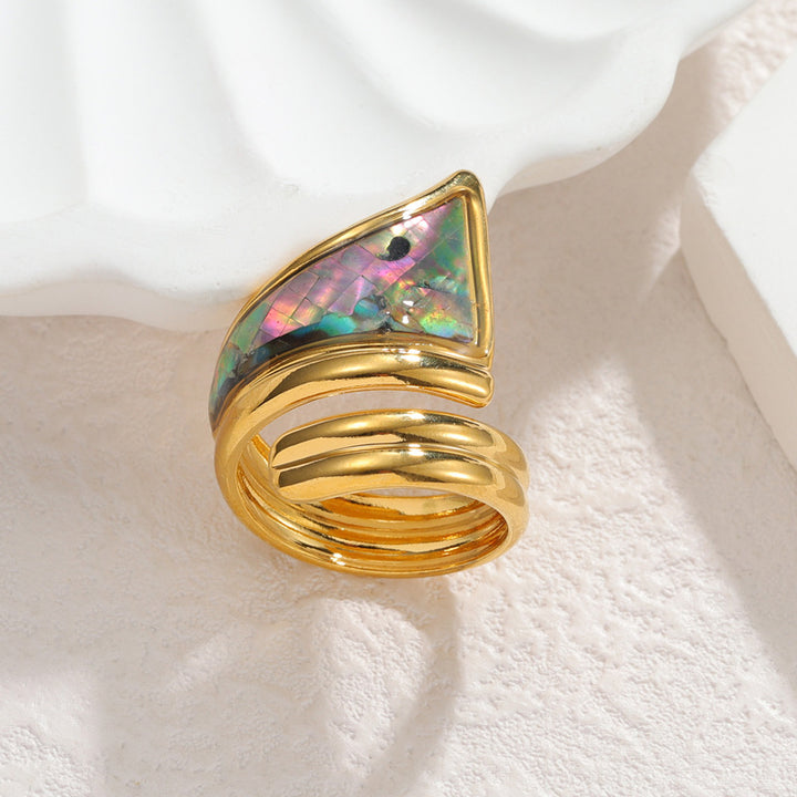 Shell-Inlay Open Ring